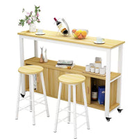 Small Apartment Bar Table with Storage Cabinet, Mobile Kitchen Island, High Dining Table, Living Room Partition, Workstation