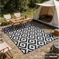 Plaid Crystal Velvet Outdoor Camping Blanket Picnic Mat Tent Decor Ground Pad