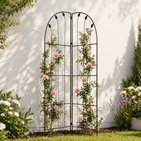 American Country Style Wrought Iron Climbing Plant Trellis for Roses and Vines, Foldable Garden Support