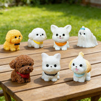 Miniature Resin Cartoon Dog Figurines for Micro Landscape and Car Dashboard Decor