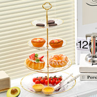PET 3-Tier Dessert and Snack Display Stand with Stone Pattern Trays