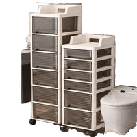 Waterproof Bathroom Storage Cabinet with Drawers and Wheels, Multi-layer Floor Standing Organizer Cart