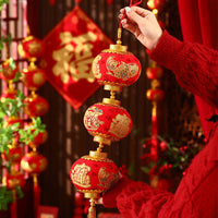 Festive Red Lantern String Decorations for Chinese New Year and Celebrations