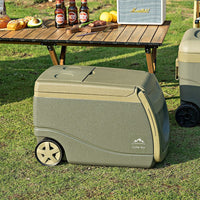 Portable Insulated Cooler with Wheels for Camping, Picnics, Fishing, and Food Preservation