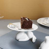 European Style White Ceramic Rabbit Cake Stand Dessert and Snack Plate