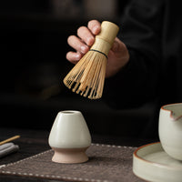 Japanese Ceramic Matcha Bowl Whisk Set with Whisk Holder for Traditional Tea Ceremony