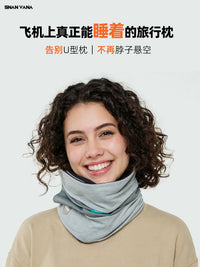 Adjustable U-Shaped Travel Neck Pillow with Eye Mask and Earplugs for Airplane and Long Journeys