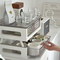 Desktop Dustproof Coffee Mug and Glass Cup Storage Organizer with Drawer