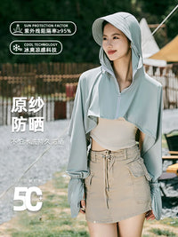 Women's Ice Silk UV Protection Sun Cape Shawl for Outdoor Activities