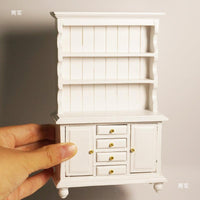 1:12 Scale Dollhouse Miniature European Style Wooden Bookcase Display Cabinet for OB11 Dolls