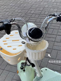 Hand-Woven Detachable Electric Scooter Bicycle Front Basket Large Capacity Storage