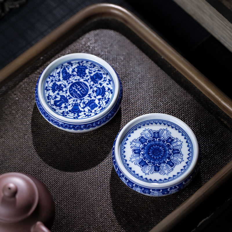 Hand-Painted Blue and White Porcelain Teapot Lid Holder
