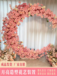 Moon Arch Wedding Prop with Artificial Flowers for Proposal Background and Event Decor