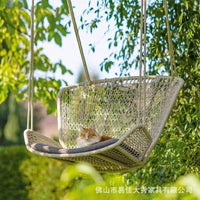 Nordic Outdoor Rope Woven Lounge Sofa Chair for Patio Garden Sunroom, Aluminum Alloy Frame, Weather Resistant