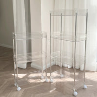 INS Style Clear Rolling Storage Cart with Multi-layer Shelves for Narrow Spaces