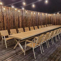 Outdoor Wood-Plastic Composite Dining Table and Chairs Set for Patio Garden