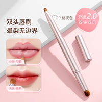 Retractable Dual-Ended Lip Brush with Cap for Lipstick, Concealer, and Lip Liner - Portable Travel Makeup Tool