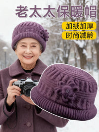 Women's Winter Warm Knitted Beanie Hat for Elderly Mothers