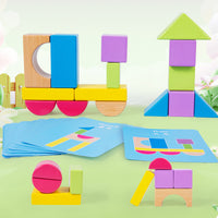 Wooden Large Particle Building Blocks for Toddlers, Educational Beechwood Toy for 1-3 Year Olds