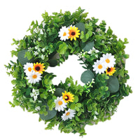Artificial Daisy Eucalyptus Wreath for Spring Easter Door Decor