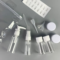 Travel Size 6-Piece White Portable Bottle Set with Spray Pump and Flip Cap, 50ml