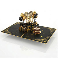 Happy 50th Birthday Pop-Up 3D Greeting Card with Envelope, DIY Birthday Number, Musical Light-Up Card for Friends