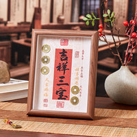 Ancient Coin Photo Frame Ornament for Desk Decor, Housewarming Gift, and Blessing