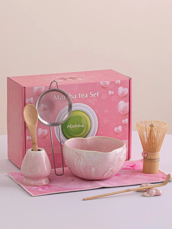 Japanese Matcha Bowl Set with Whisk and Stand, Ceramic Tea Ceremony Kit