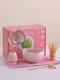 Japanese Matcha Bowl Set with Whisk and Stand, Ceramic Tea Ceremony Kit