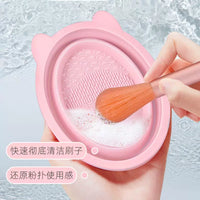 Foldable Silicone Makeup Brush Cleaning Bowl with Drying Net or Cleanser