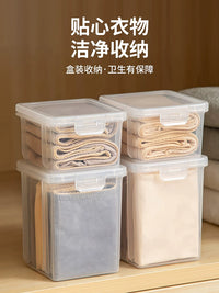 Portable Clear Plastic Storage Box with Lid for Underwear, Socks, and Travel Essentials