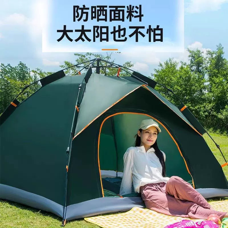Automatic Pop-Up Camping Tent for 3-4 People, UV Protection, Rainproof, Double Layer, Family Outdoor Hiking Travel