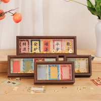 Song Brocade Hard Card Frame for Calligraphy and Painting, Mini Hollow Photo Frame Tabletop Decor