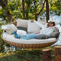 Outdoor Rattan Birdcage Swing Daybed for Garden Balcony