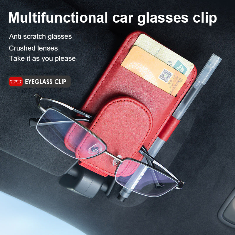 Car Sun Visor Glasses Clip Holder for Sunglasses and Cards, Multi-functional Storage Organizer