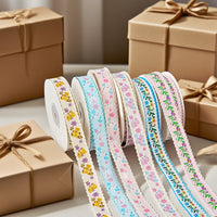 Embossed Floral Ribbon Trim for Hanfu and DIY Crafts, 1.7cm Wide