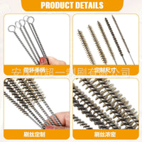 14-Piece Stainless Steel & Copper Wire Tube Cleaning Brush Set with Long Handle for Rust & Burr Removal