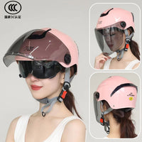 Dual-Visor Motorcycle Half Helmet for Men and Women - 3C Certified, All-Season Sun Protection