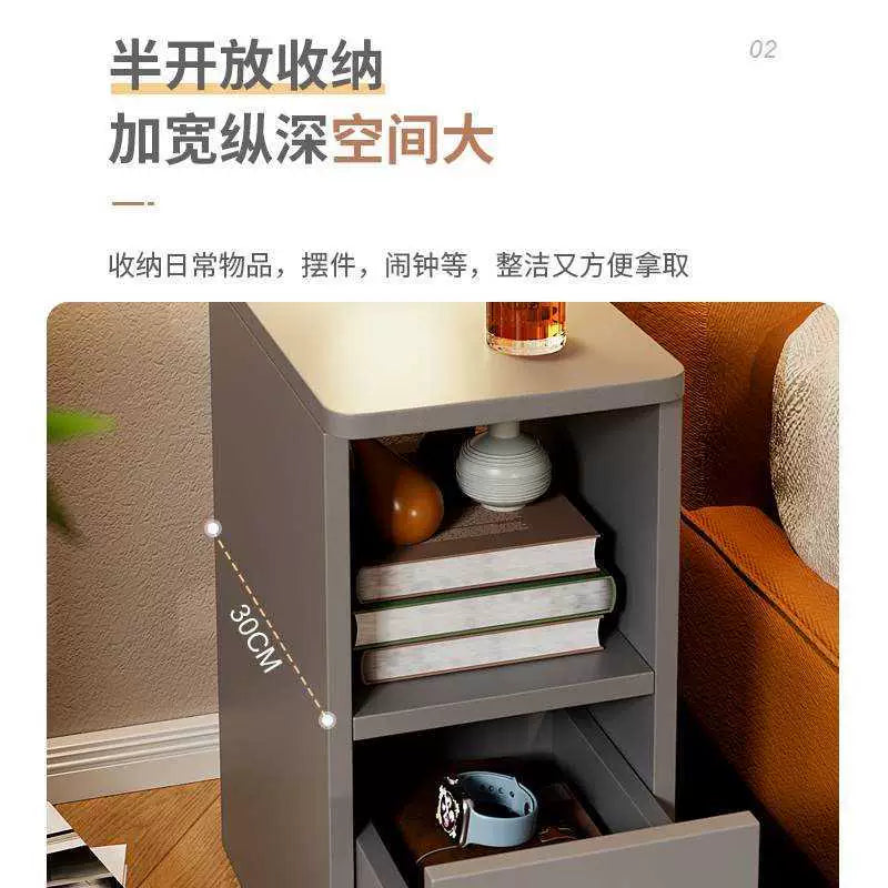 Modern Minimalist Narrow Bedside Table with Storage
