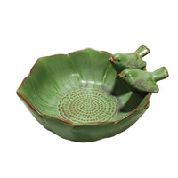 European Style Ceramic Bird Feeder & Bath for Outdoor Garden, Vintage Finish