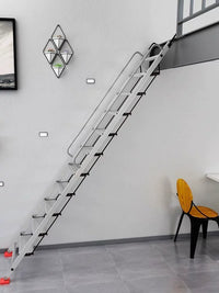 Household Aluminum Alloy Telescopic Folding Wall Straight Ladder, 10-Step Indoor Attic Staircase with Armrests