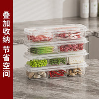 Refrigerator Divided Storage Container for Meat & Vegetables, Large Capacity Freezer Meal Prep Box