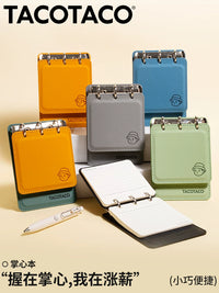 TACOTACO Mini Loose-Leaf Notebook with Hard Cover, Portable Pocket-Sized Journal for Daily Notes, Meetings, and Planning