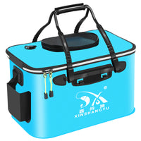 Thickened Foldable Fishing Bucket with Oxygenation, Multi-functional Live Fish Container with Shoulder Strap