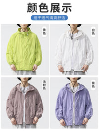 Unisex Summer Sun Protection Jacket Ice Silk Thin Breathable UV Protection Hoodie