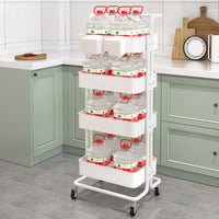 Multi-Layer Rolling Utility Cart with Handle and Storage Baskets for Kitchen, Living Room, and Toys