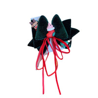 Christmas Velvet Bow Hair Clip with Antlers and Stockings