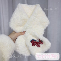 Cute Pony Plush Scarf for Winter, Japanese Style Warm Cross Scarf
