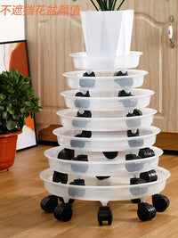 Transparent Plant Caddy with Wheels, Rolling Pot Tray for Moving Potted Plants and Catching Water