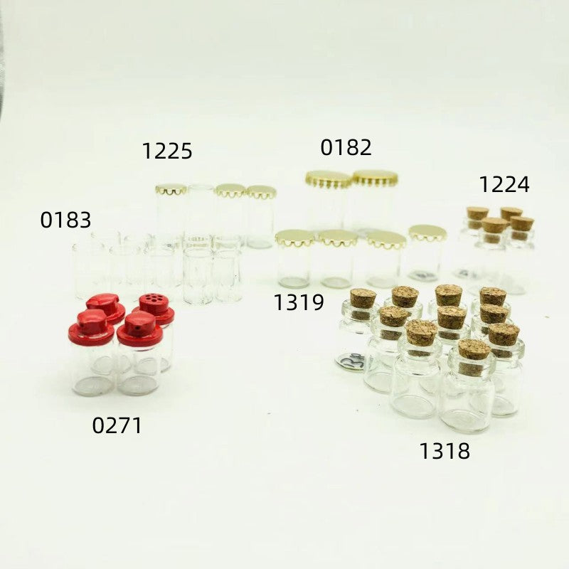 Miniature Dollhouse Scene Clay Craft Bottle Ornament with Glass Copper Lid